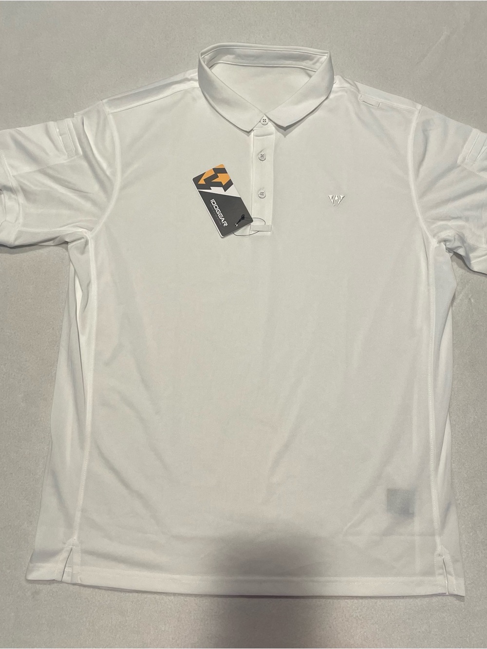 Idogear White Men’s Performance Polo Shirt, large